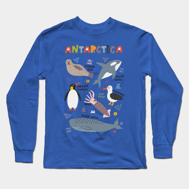 Antarctica Animals Long Sleeve T-Shirt by JunkyDotCom